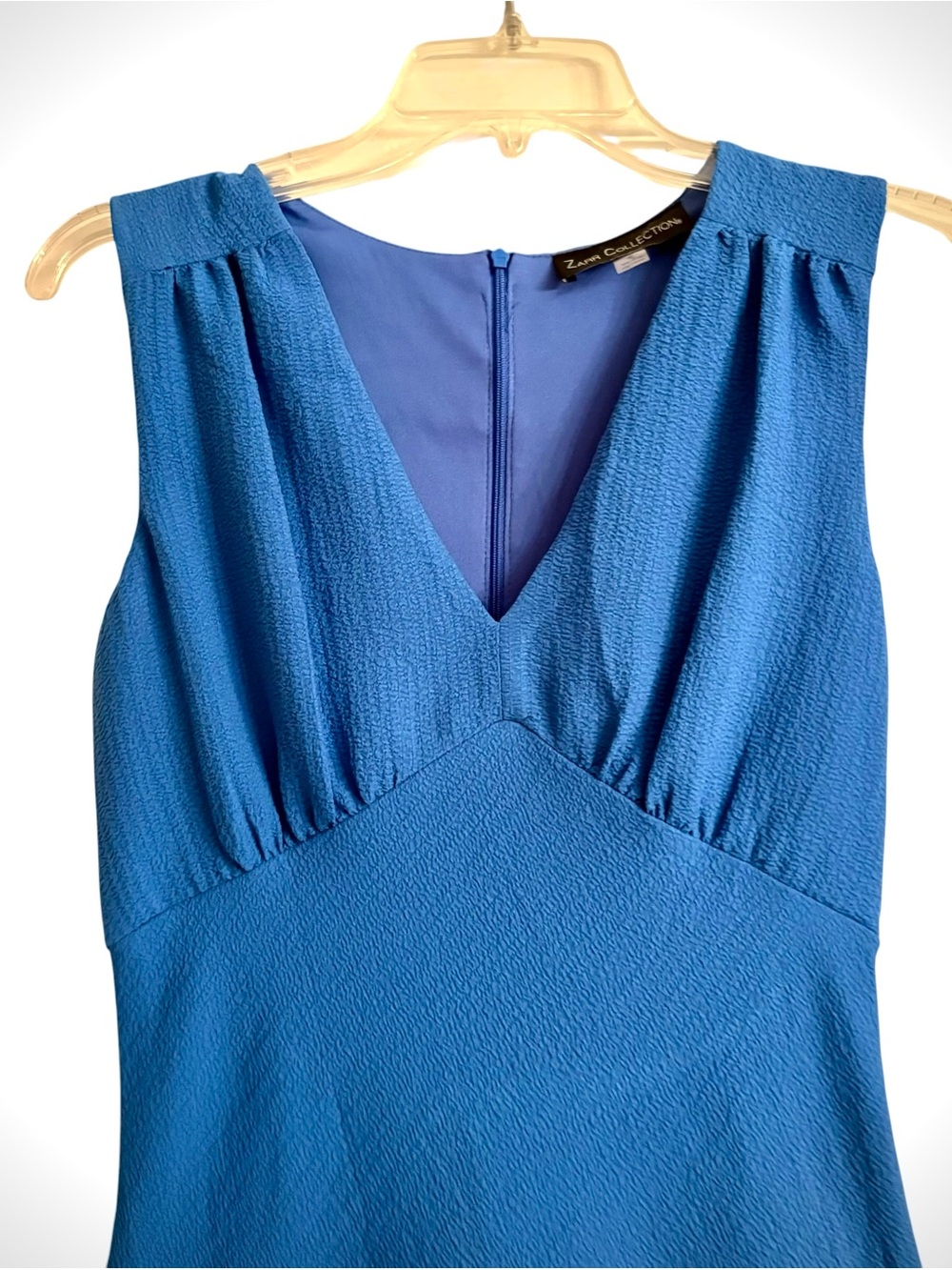 Zarr Collection Blue V-Neck Drop Waist Ruffle Hem Mini Dress Womens 8 Lined EUC - Picture 3 of 12